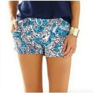 Lilly Pulitzer Blue and White High Waist Shorts